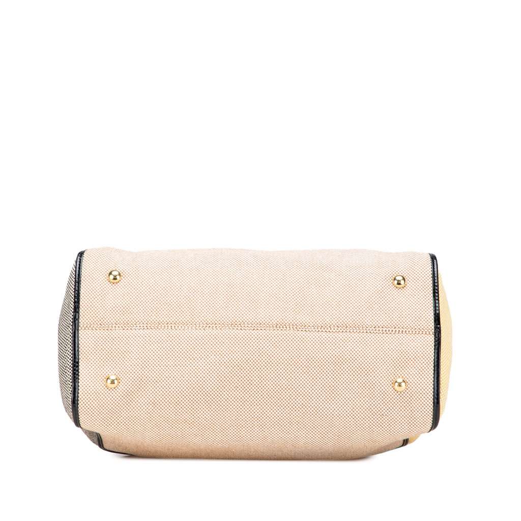 Fendi Canvas Colorblock Chameleon Satchel Brown Canvas Good - Inside View