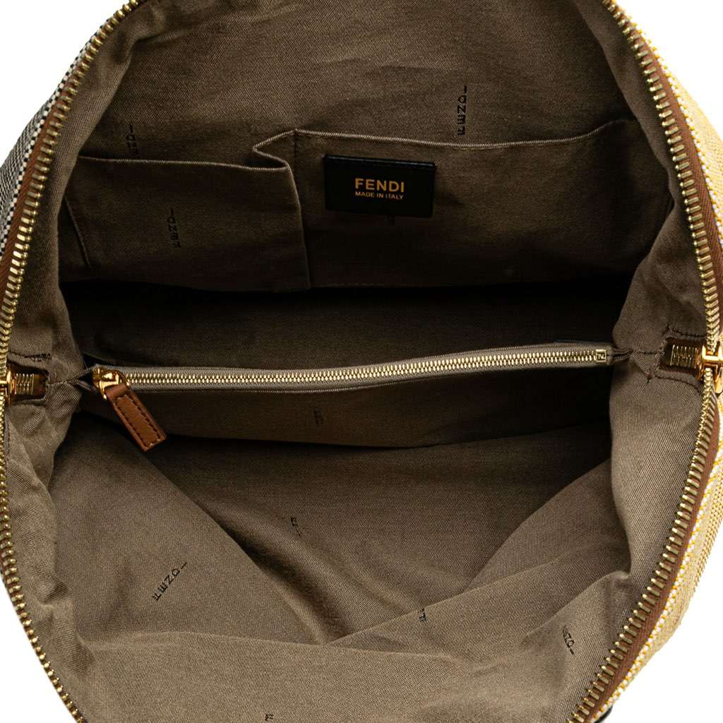 Fendi Canvas Colorblock Chameleon Satchel Brown Canvas Good - Model View