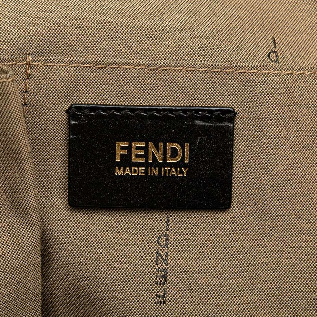 Fendi Canvas Colorblock Chameleon Satchel Brown Canvas Good - Box View