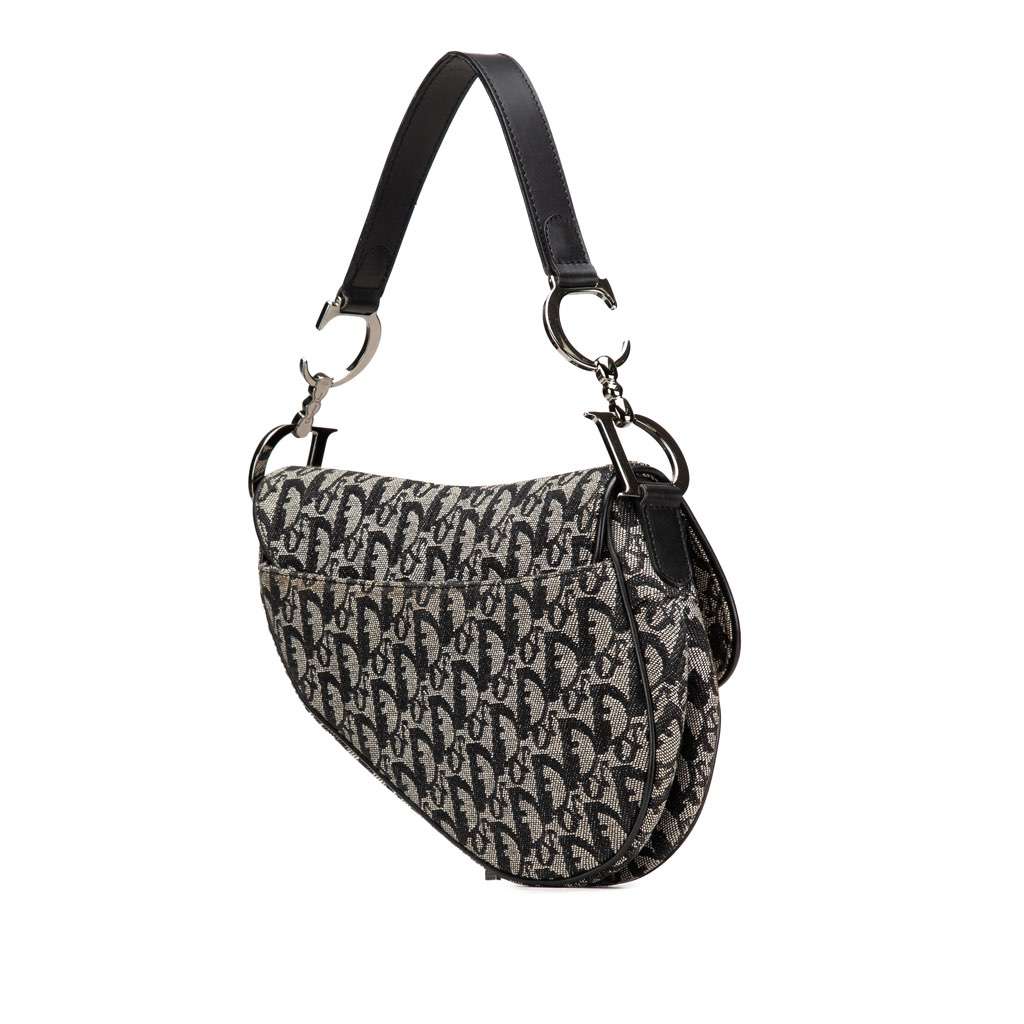 Dior Diorissimo Canvas Saddle Bag Blue Canvas Good - Back View