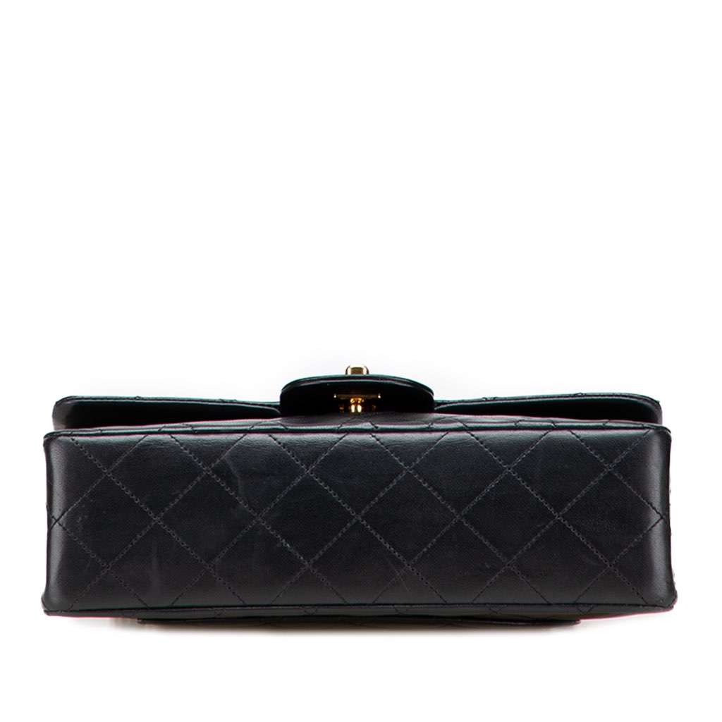 Chanel Small Classic Lambskin Double Flap Black Leather Good - Inside View