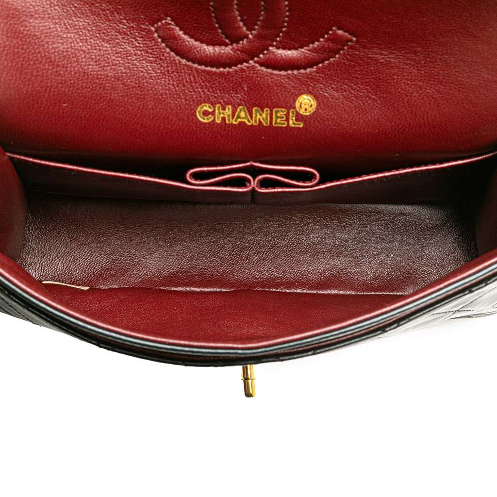 Chanel Small Classic Lambskin Double Flap Black Leather Good - Model View
