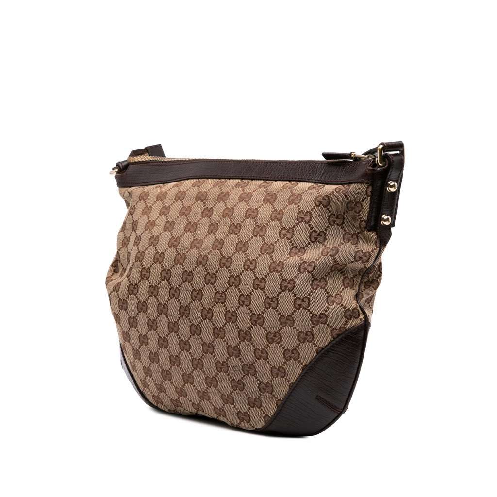 Gucci GG Canvas Hasler Web Crossbody Brown Canvas Good - Back View