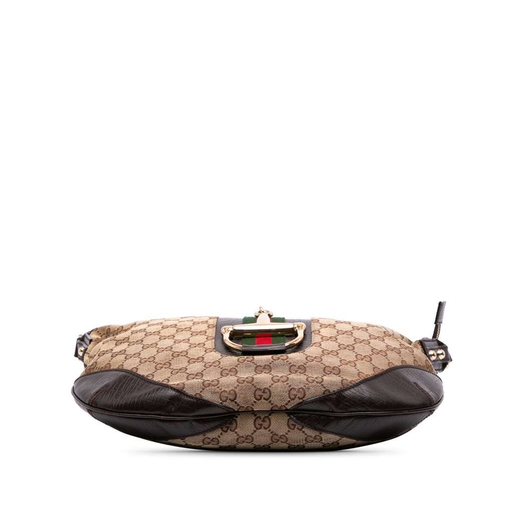Gucci GG Canvas Hasler Web Crossbody Brown Canvas Good - Inside View