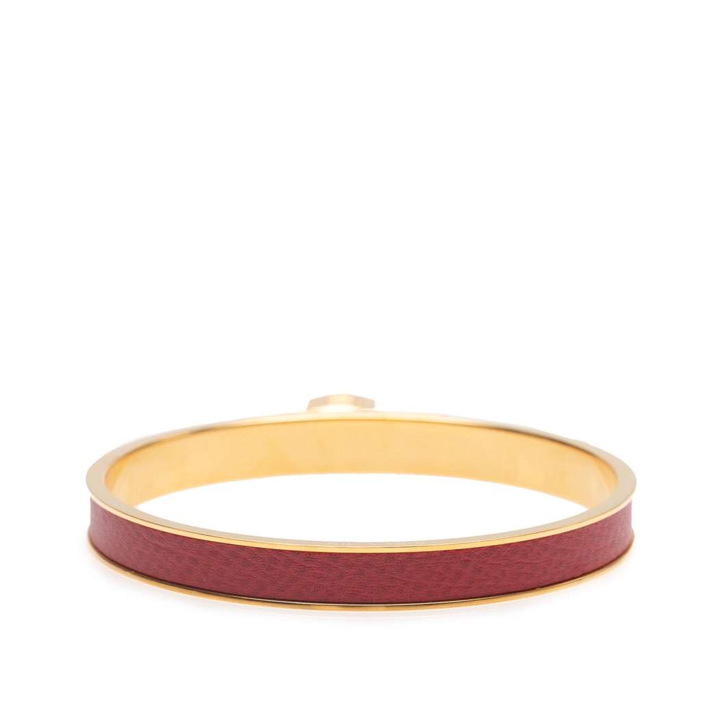 Hermès Courchevel Kelly Cadena Lock Bangle Bracelet Red Leather Good condition - Inside View