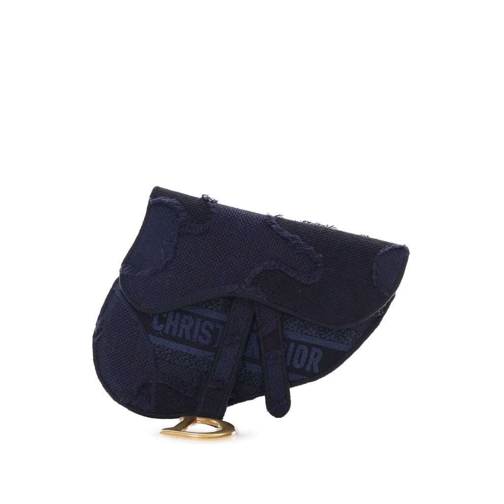 Dior Canvas Embroidered Camouflage Saddle Belt Bag Blue Canvas Good - Front View