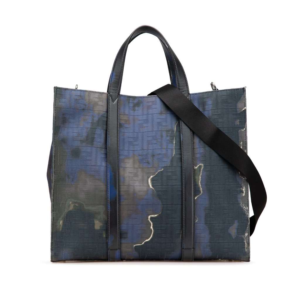 Fendi Large Zucca Jacquard Tie Dye Sunset Shopper Tote Blue Jacquard Very good - Front View