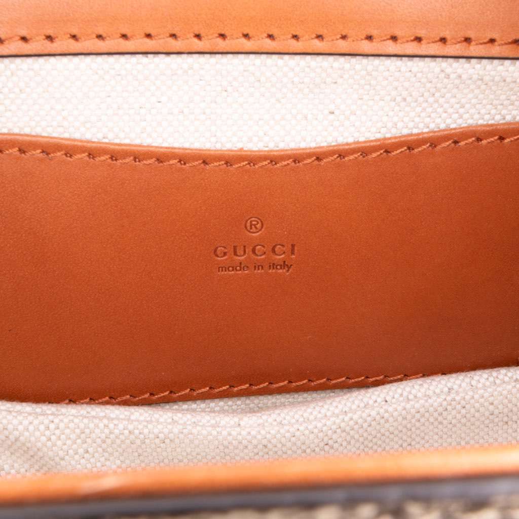 Gucci Mini GG Supreme Web Bamboo 1947 Belt Bag Brown Canvas Very good - Box View