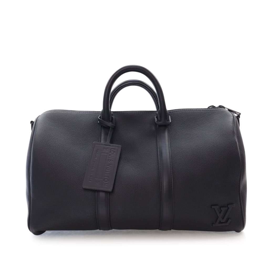 Louis Vuitton Aerogram Keepall Bandouliere 40 Black Leather Very good condition - Front View