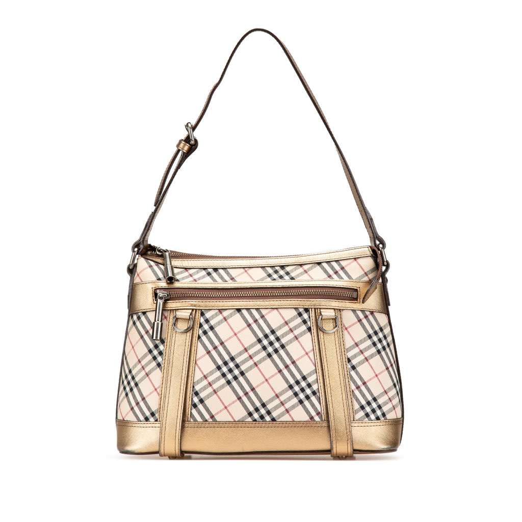 Burberry Nova Check Canvas Shoulder Bag Brown Canvas Good condition - Front View