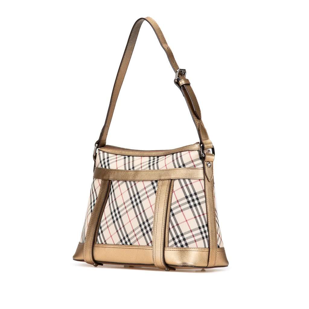 Burberry Nova Check Canvas Shoulder Bag Brown Canvas Good condition - Back View