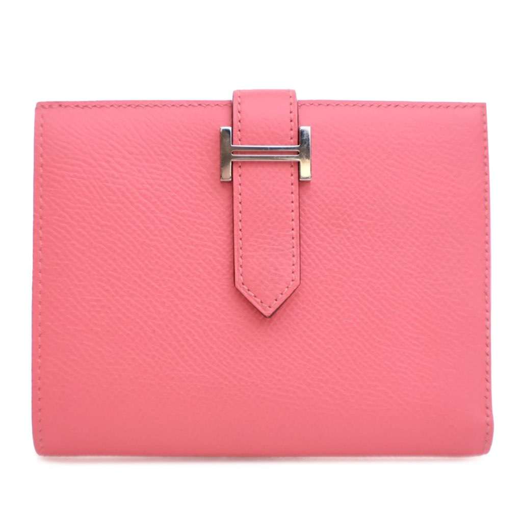 Hermès Epsom Bearn Compact Wallet Pink Leather Good condition - Front View