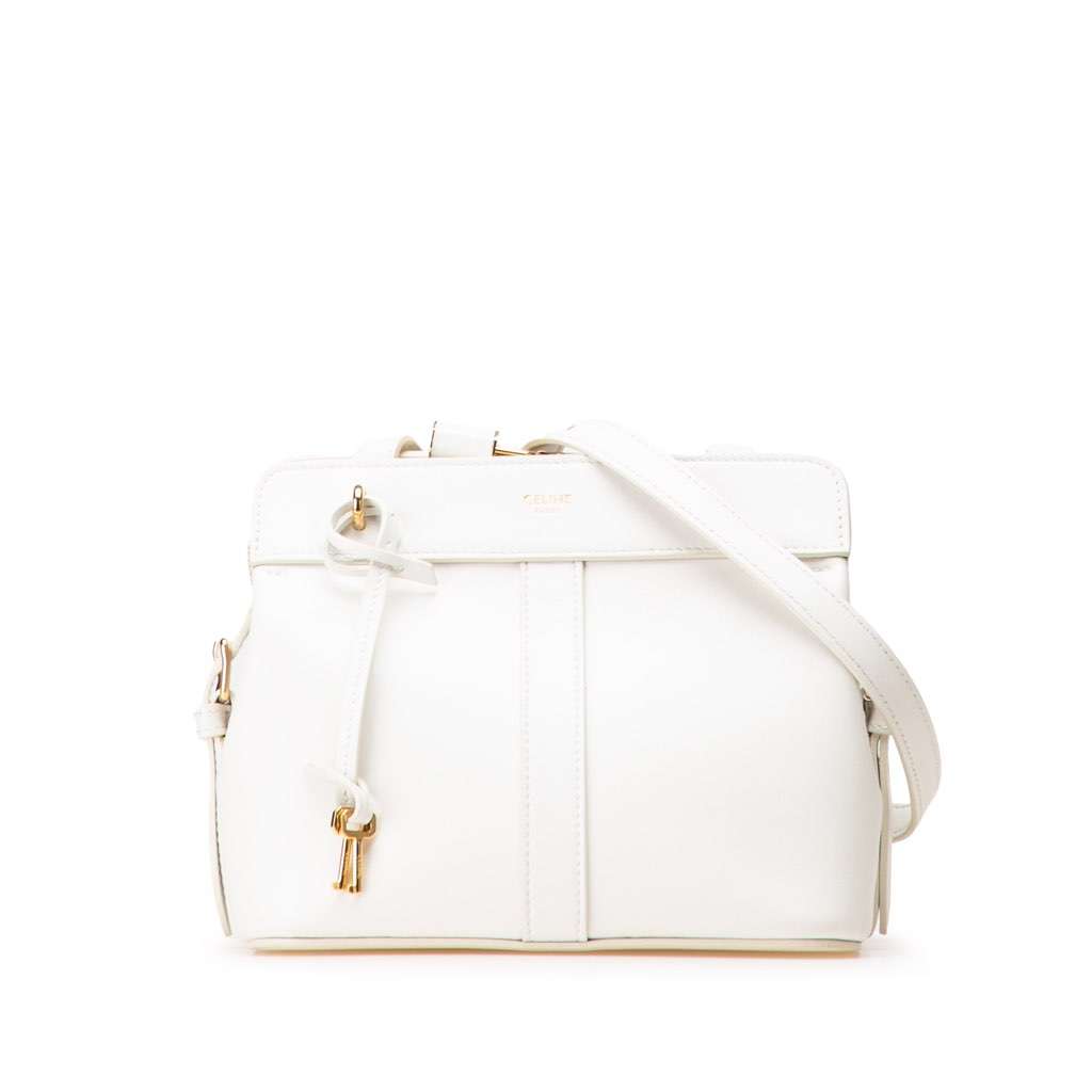 Celine Teen Leather Cabas De France Crossbody White Leather Very good - Front View