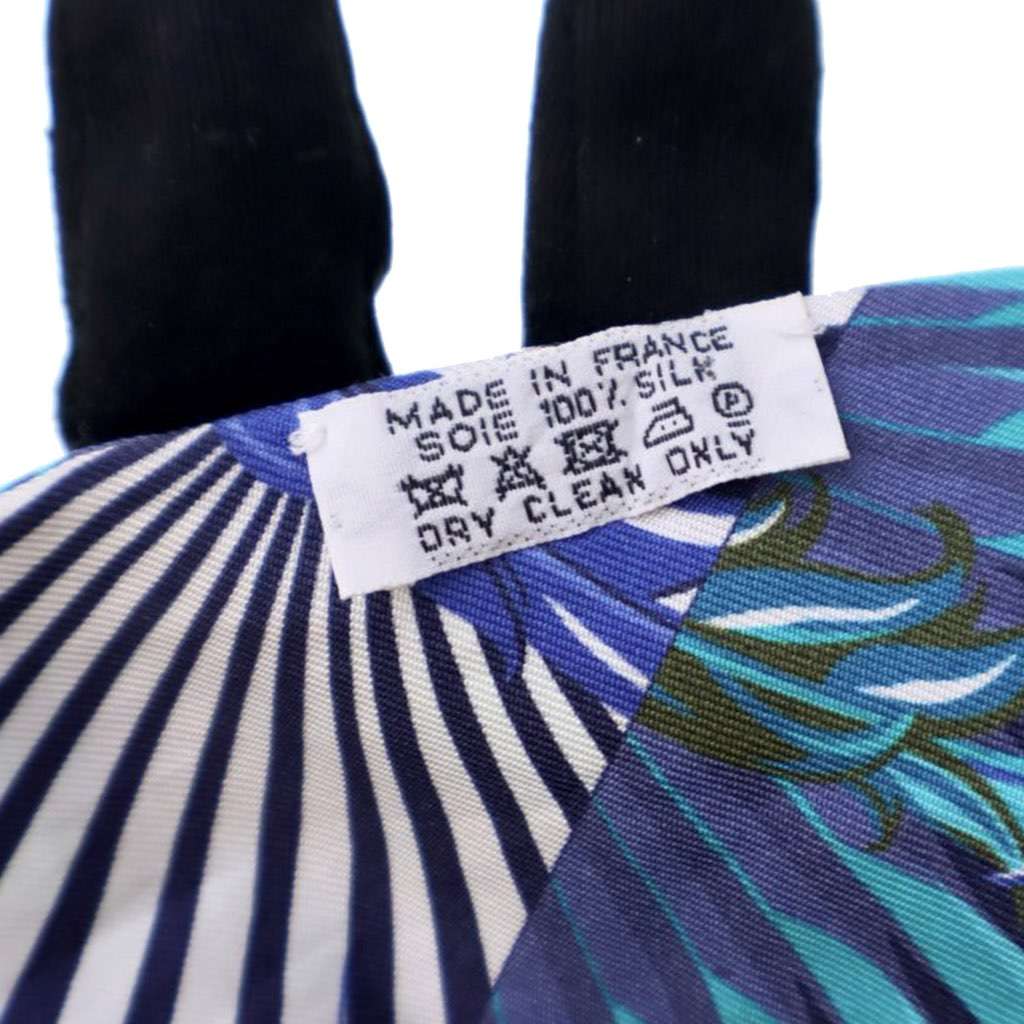 Hermès Mysthiques Phoenix Coloriage Silk Twilly Scarf Blue Silk Good condition - Inside View