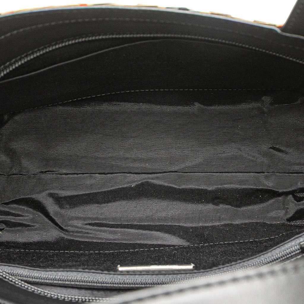 Burberry Nova Check Trimmed Leather Handbag Black Leather Good condition - Model View