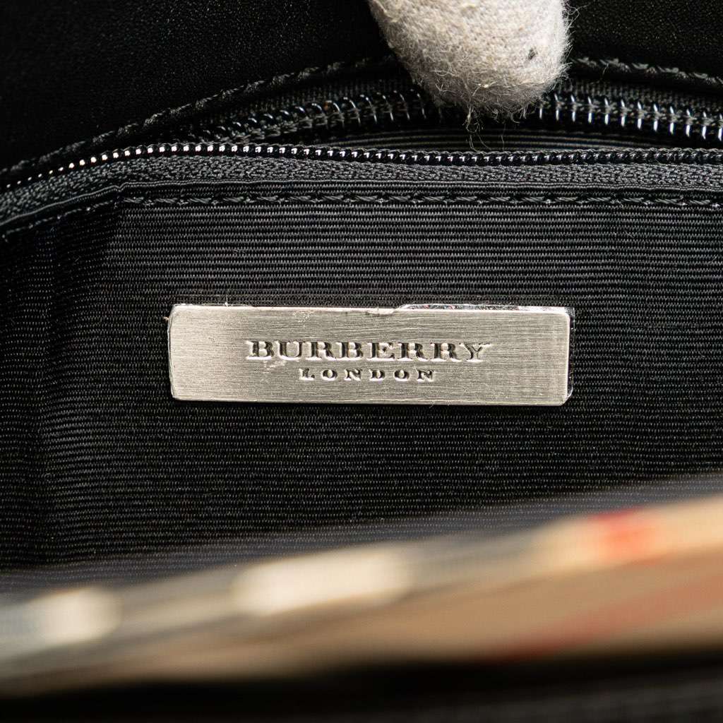 Burberry Nova Check Trimmed Leather Handbag Black Leather Good condition - Box View