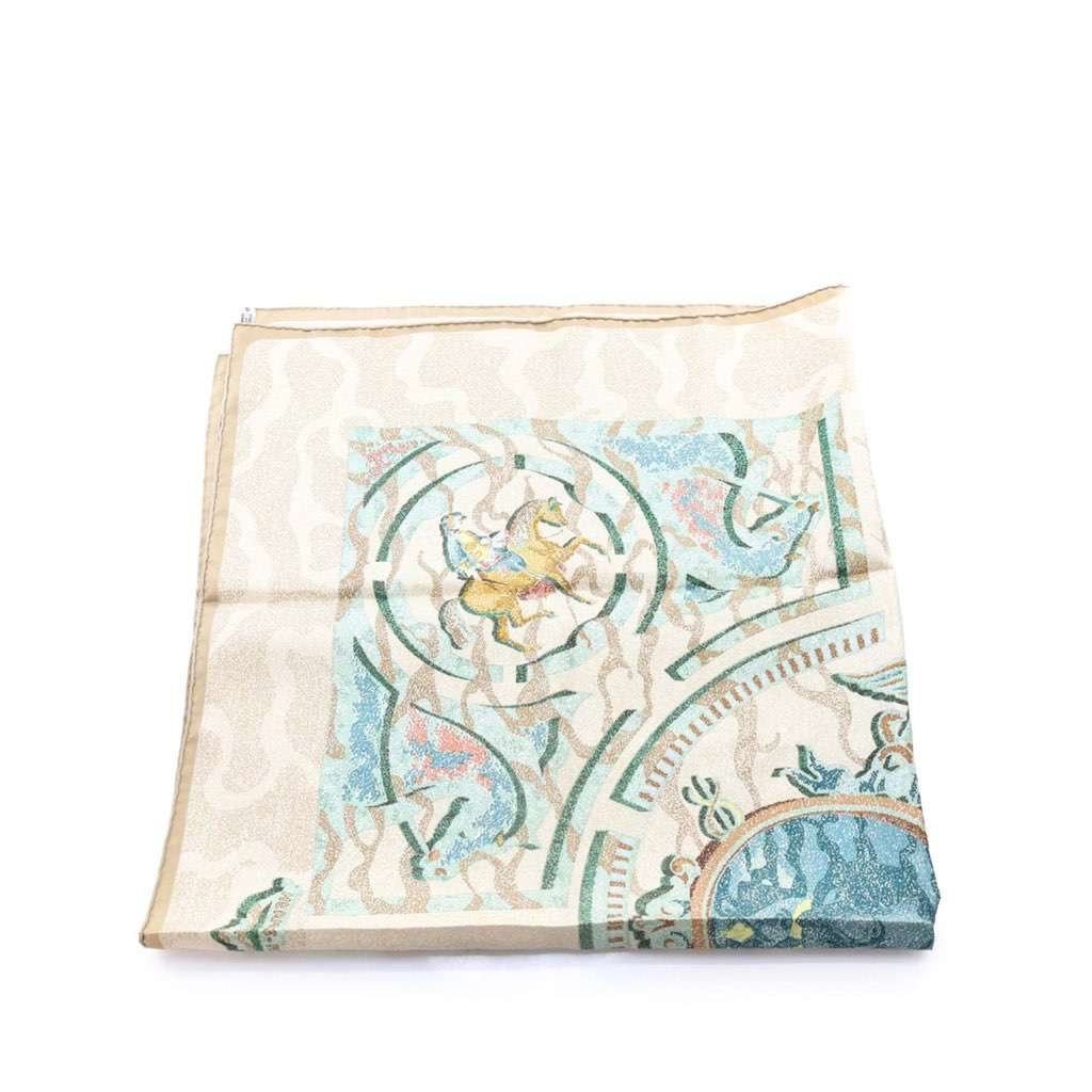 Hermès Alfred De Dreux Peintre du Cheval Silk Scarf Brown Silk Good condition - Back View