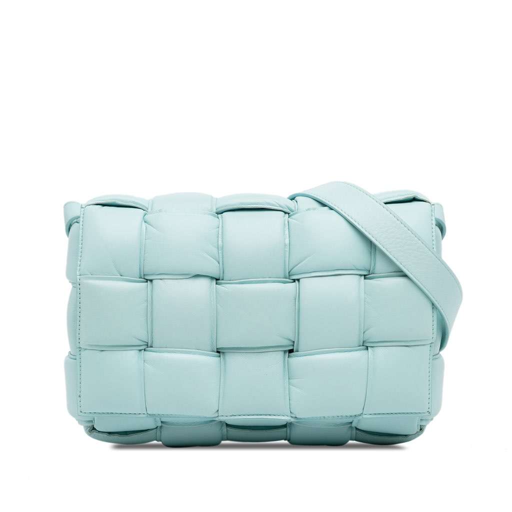 Bottega Veneta Nappa Intrecciato Padded Cassette Crossbody Blue Leather Very good - Front View