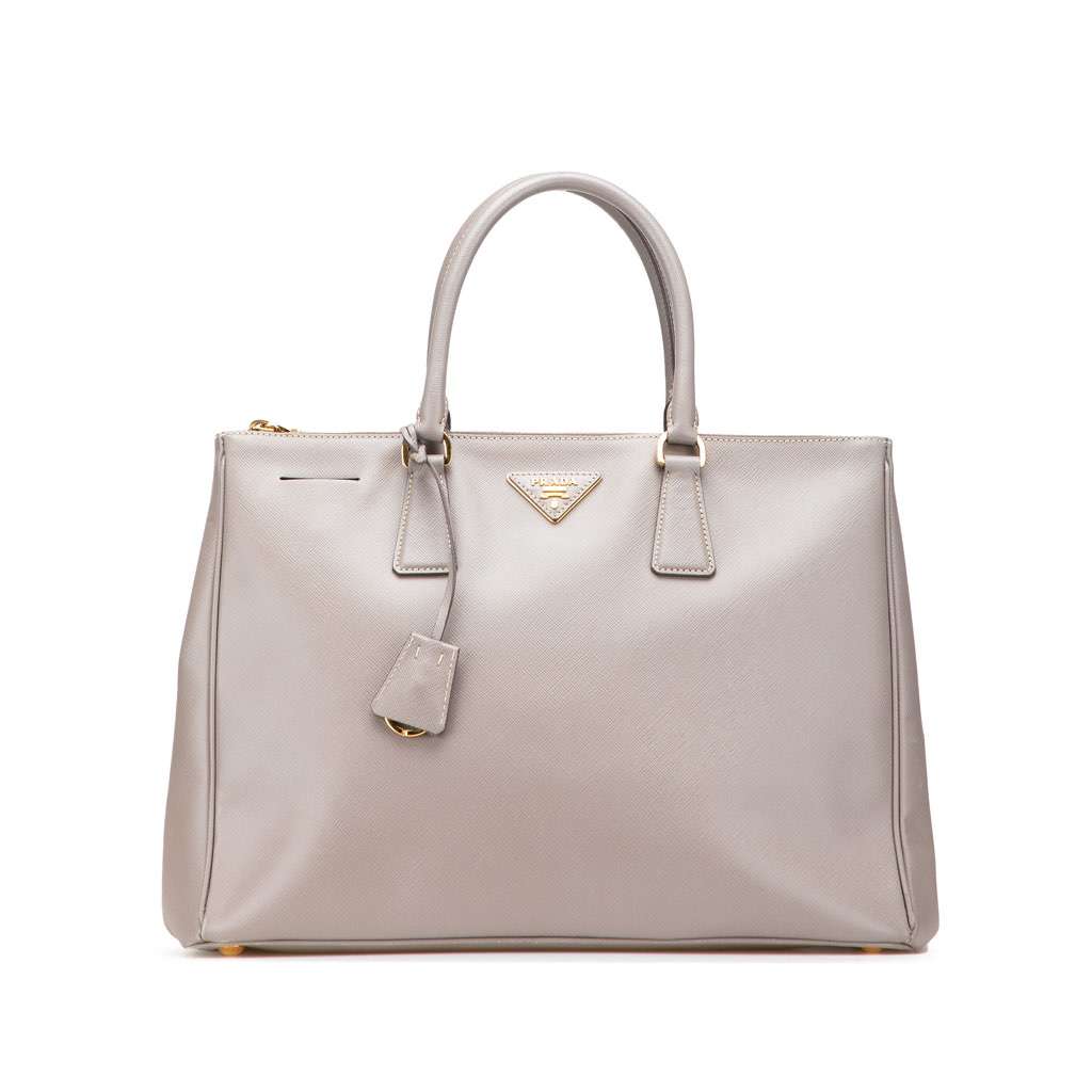 Prada Large Saffiano Lux Galleria Double Zip Satchel Brown Leather Good condition - Front View