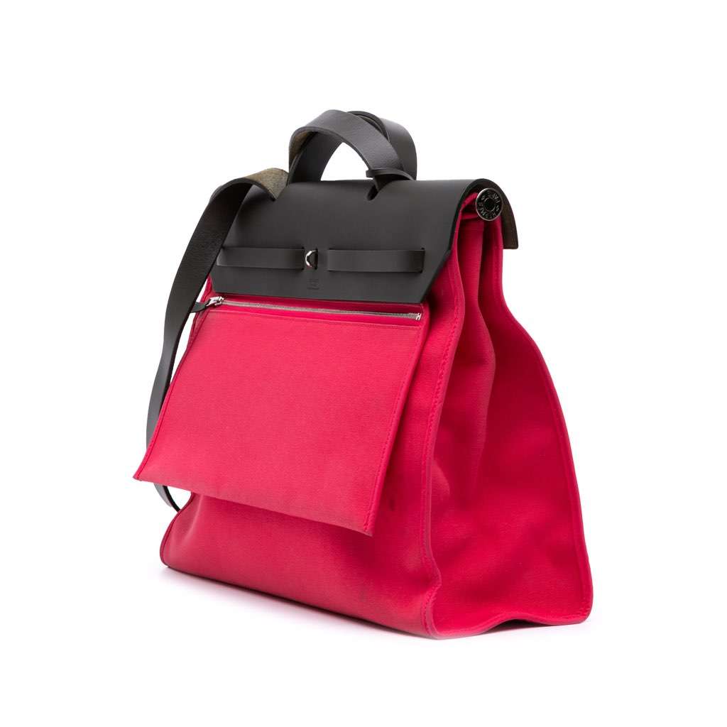 Hermès Toile Herbag Zip 39 Pink Canvas Good condition - Back View