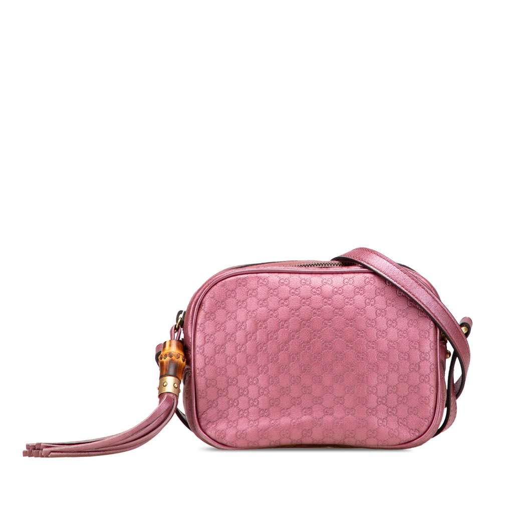 Gucci Metallic Microguccissima Sunshine Disco Camera Bag Pink Leather Good - Front View