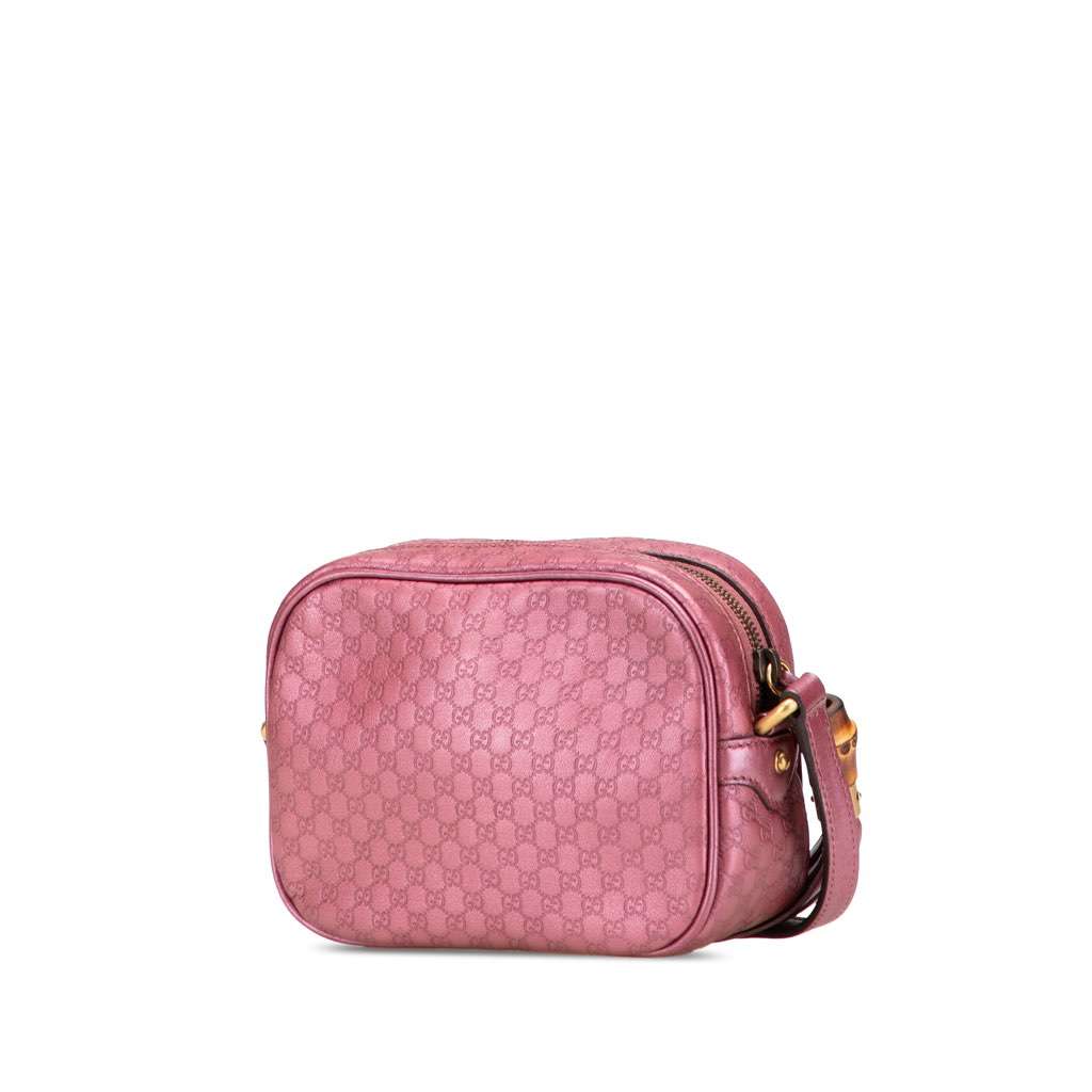 Gucci Metallic Microguccissima Sunshine Disco Camera Bag Pink Leather Good - Back View