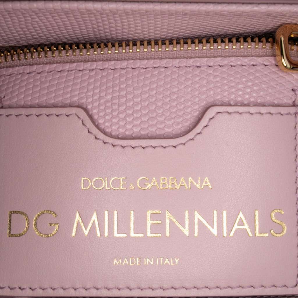 Dolce & Gabbana Iguana Embossed Calfskin Crystal Embellished DG Millennials Crossbody Pink Leather Good condition - Box View