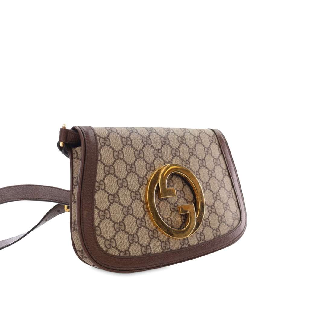 Gucci Small GG Supreme Blondie Chain Satchel Brown Canvas Good - Back View
