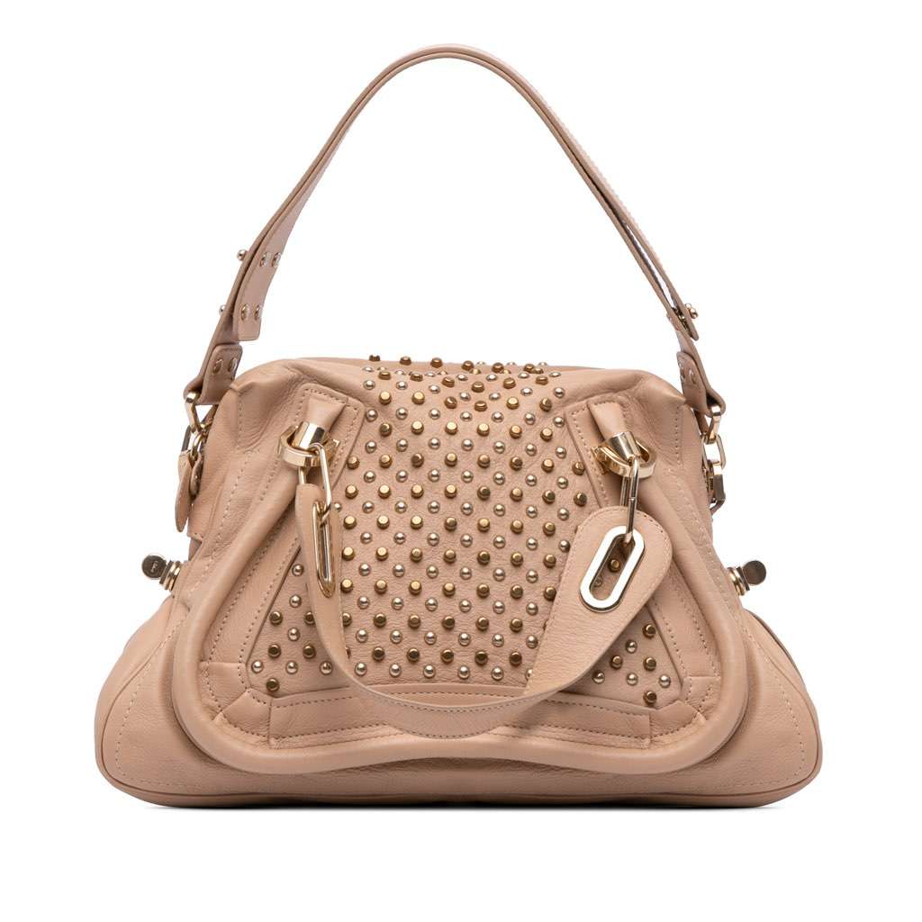 Chloé Medium Studded Leather Paraty Satchel Brown Leather Good condition - Front View