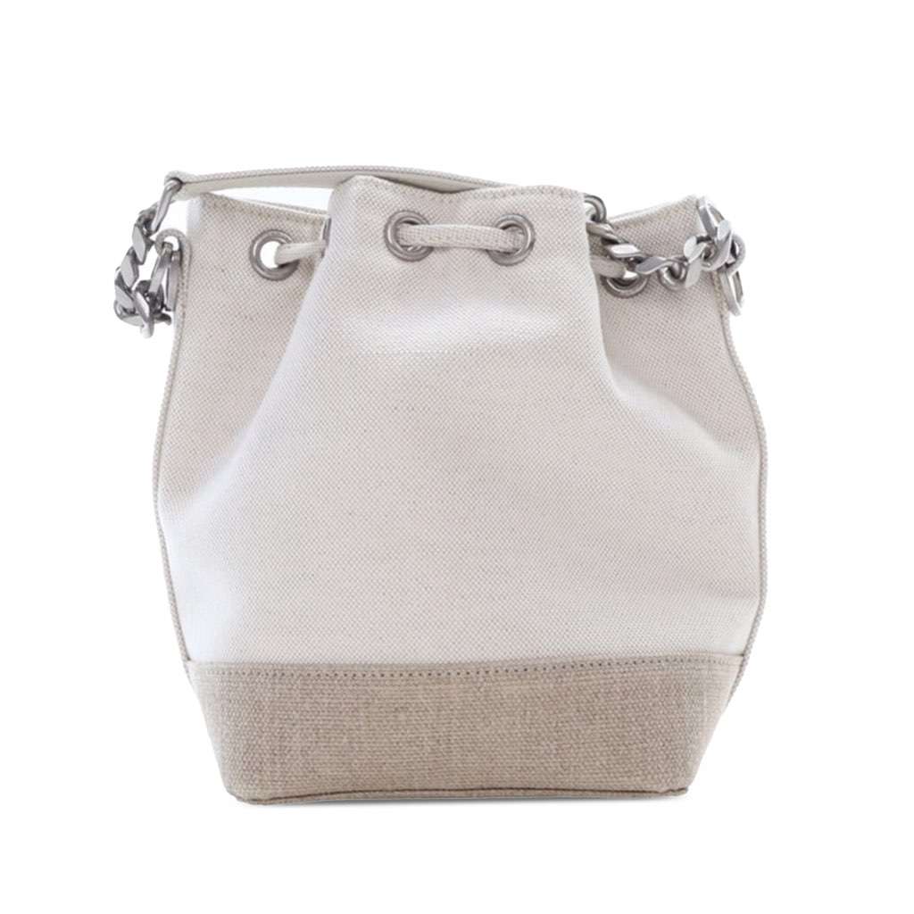Saint Laurent Mini Canvas Rive Gauche Bucket Bag White Canvas Good condition - Inside View