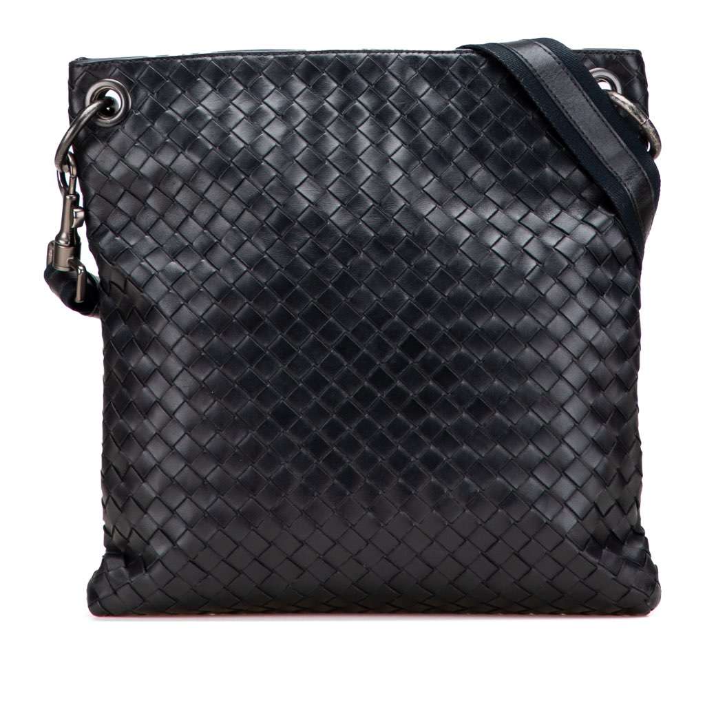 Bottega Veneta Nappa Intrecciato VN Crossbody Black Leather Very good - Front View