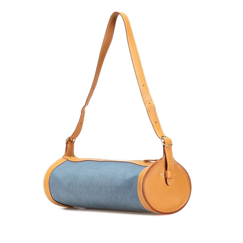 Hermès Denim and Calfskin Sac Doremi 33 Blue Denim Very good condition - Back View
