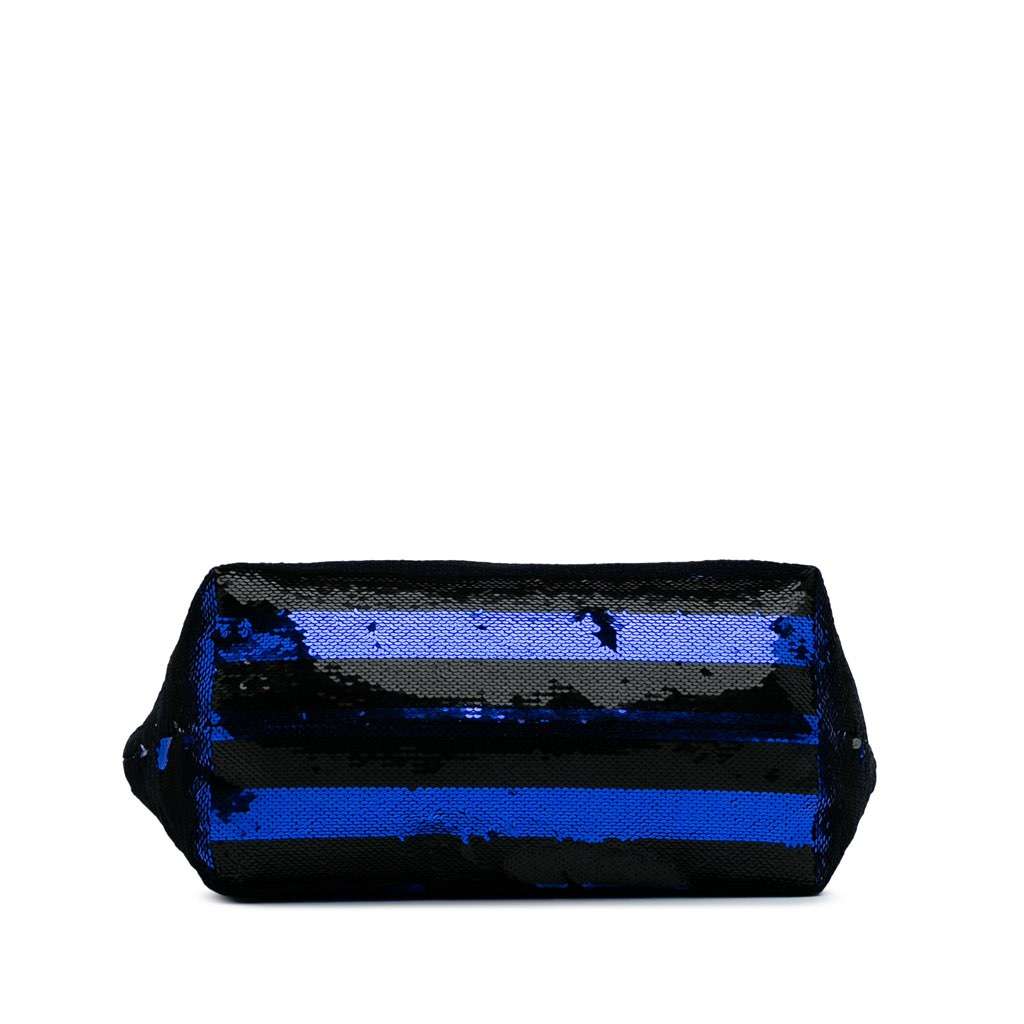 Prada Sequined Satin Stripes Tote Blue Satin Good condition - Inside View