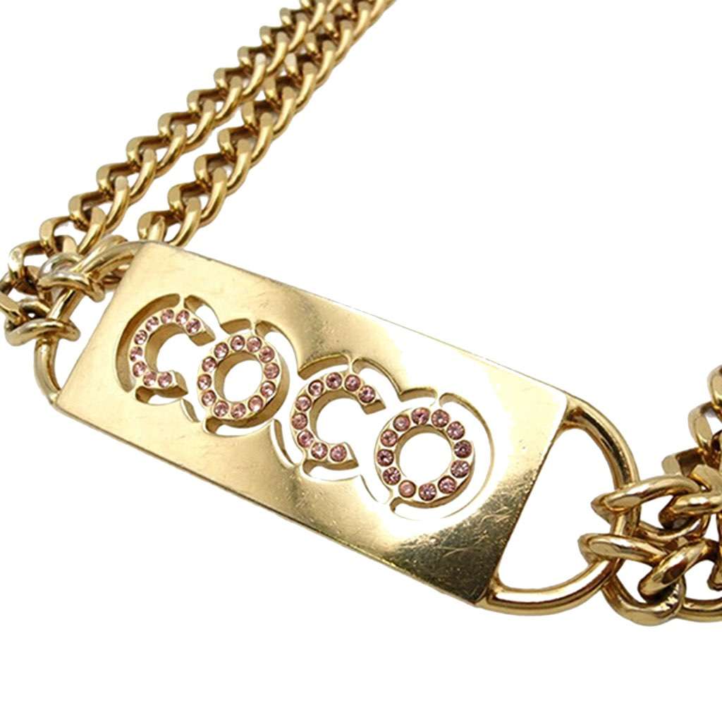 Chanel Gold Plated Coco Rhinestones Chain Belt Gold Metal Good condition - Back View