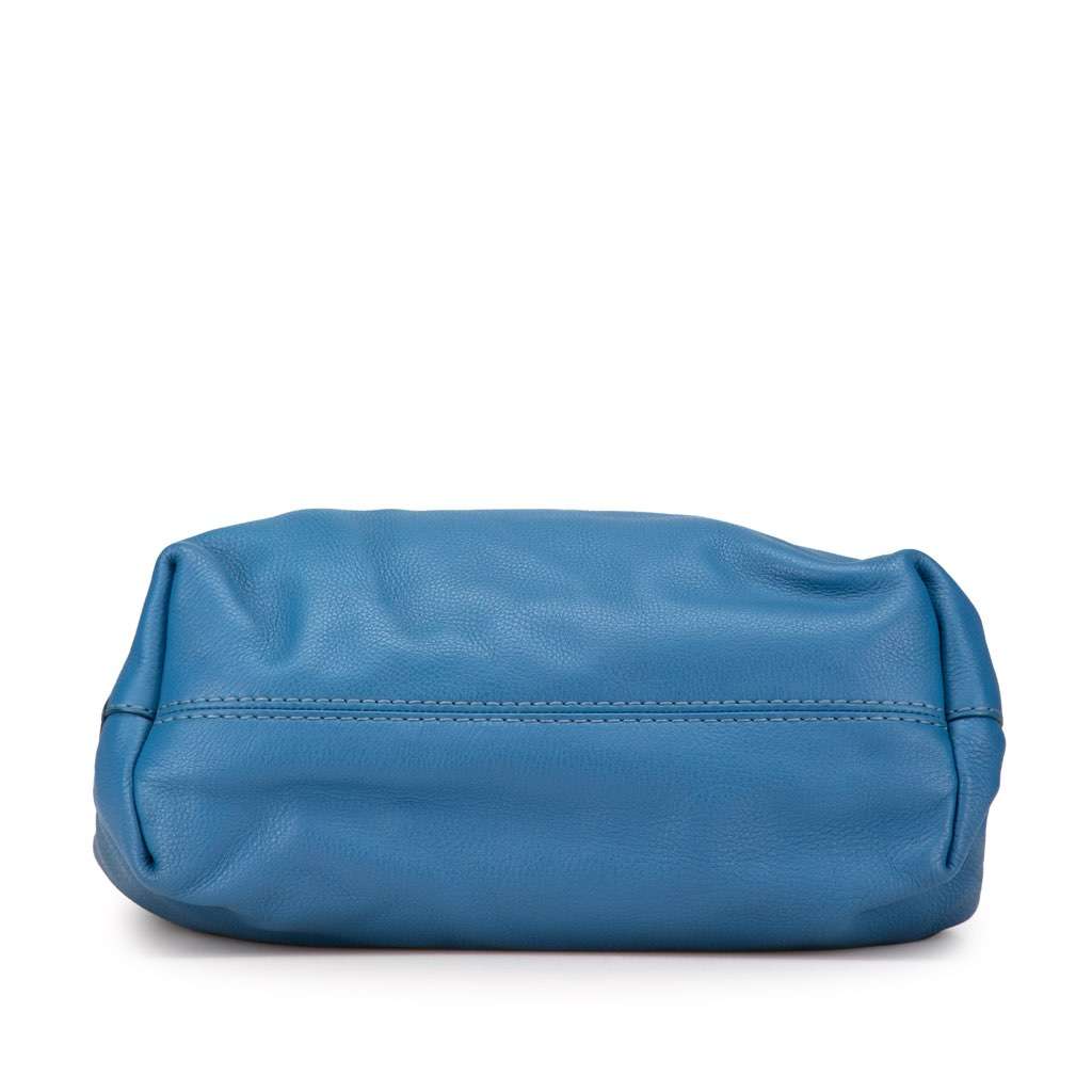 Prada Vitello Daino Canapa Open Convertible Tote Blue Leather Good - Inside View