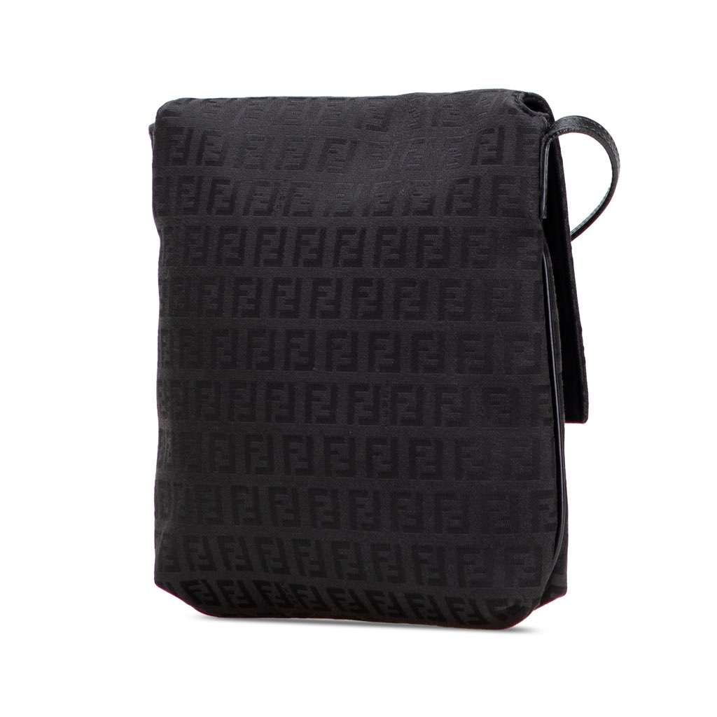 Fendi Zucchino Canvas Crossbody Black Canvas Very good - Back View