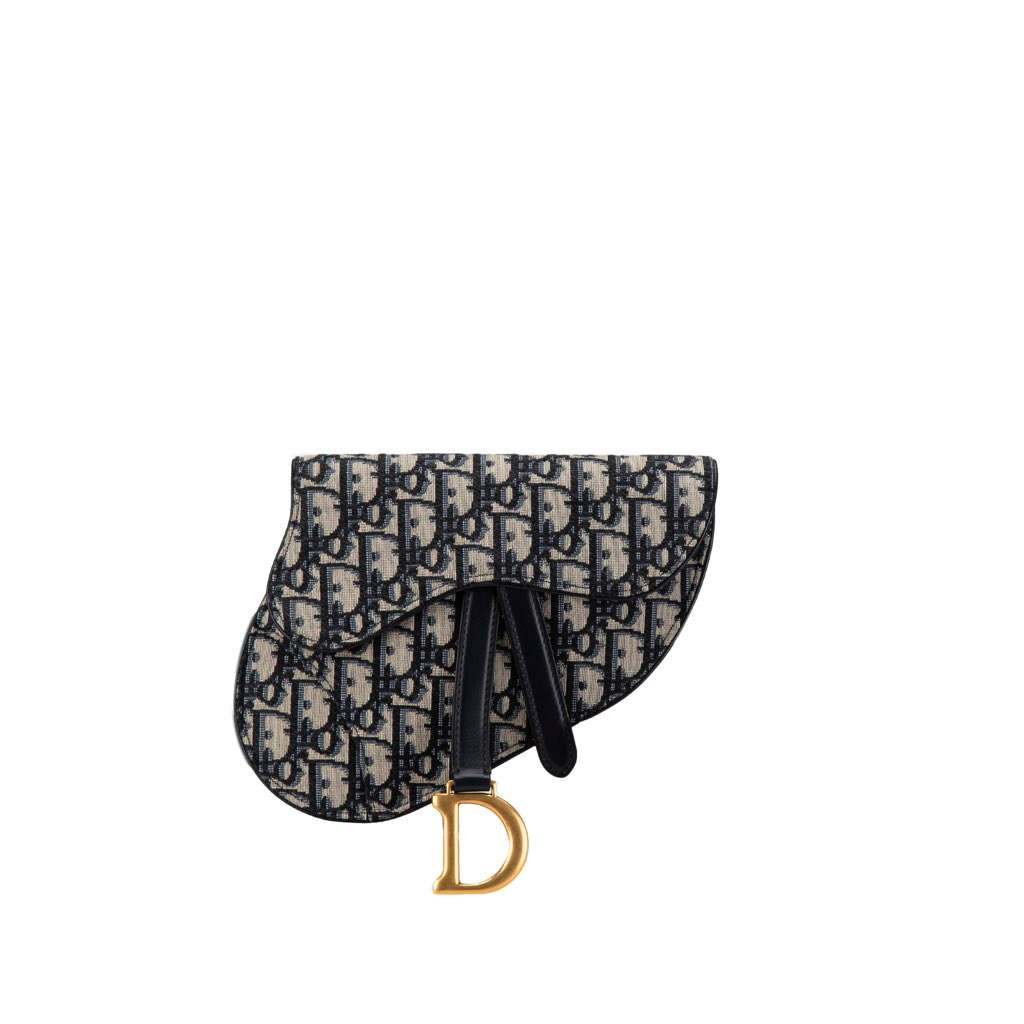 Dior Oblique Canvas Saddle Belt Bag Blue Canvas Good - Front View