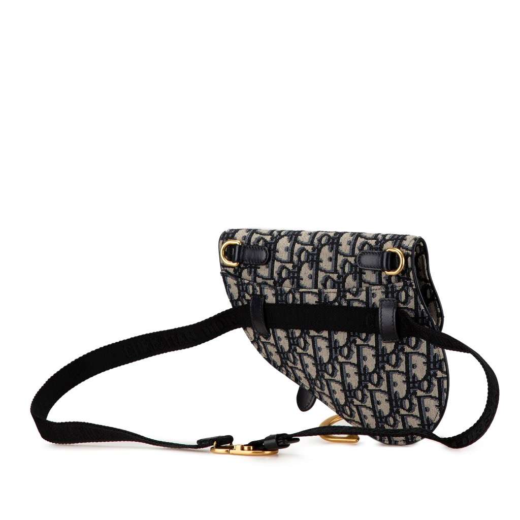 Dior Oblique Canvas Saddle Belt Bag Blue Canvas Good - Back View