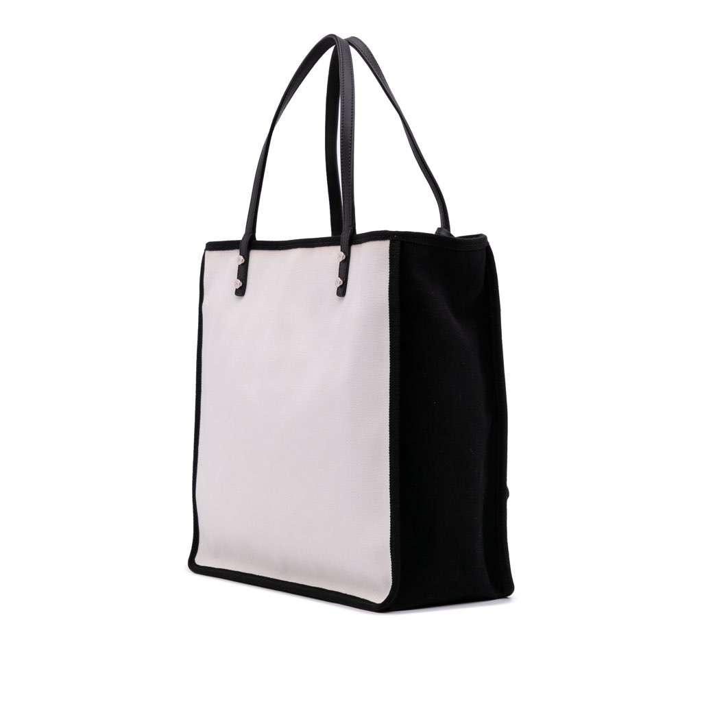 Chanel Small Canvas Lets Demonstrate Tote White Canvas Good - Back View