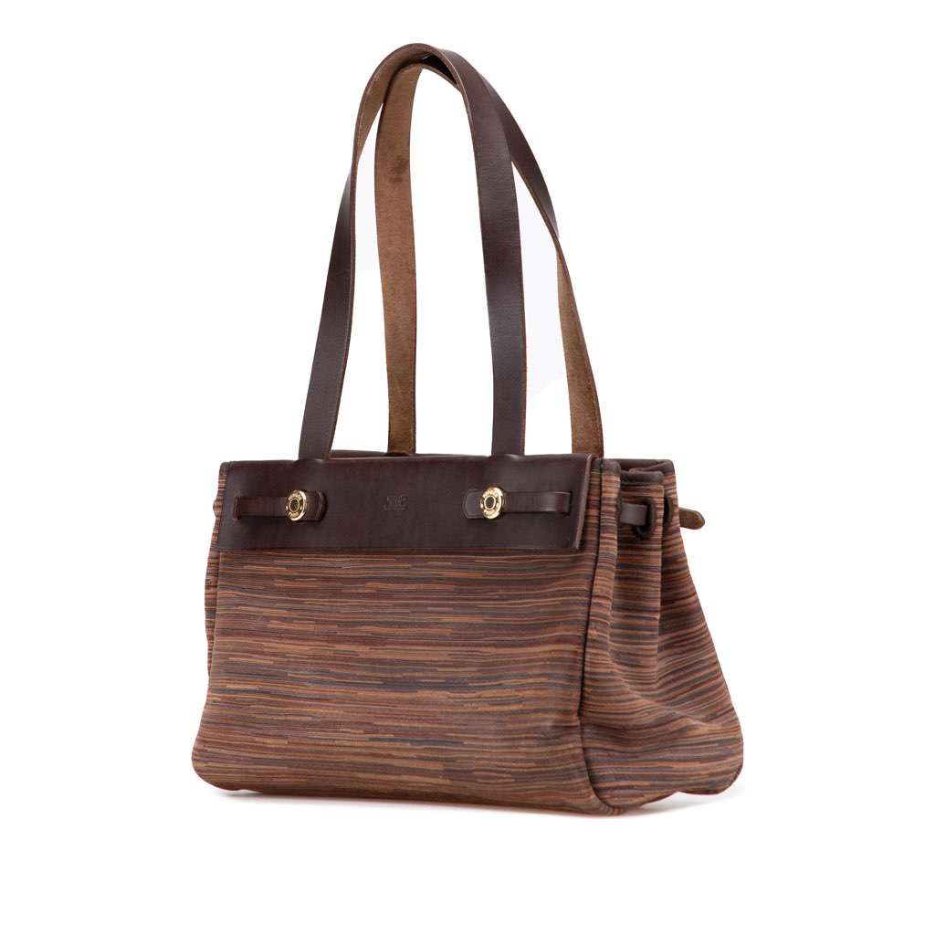 Hermès Vibrato Herbag Cabas PM Brown Leather Good condition - Back View