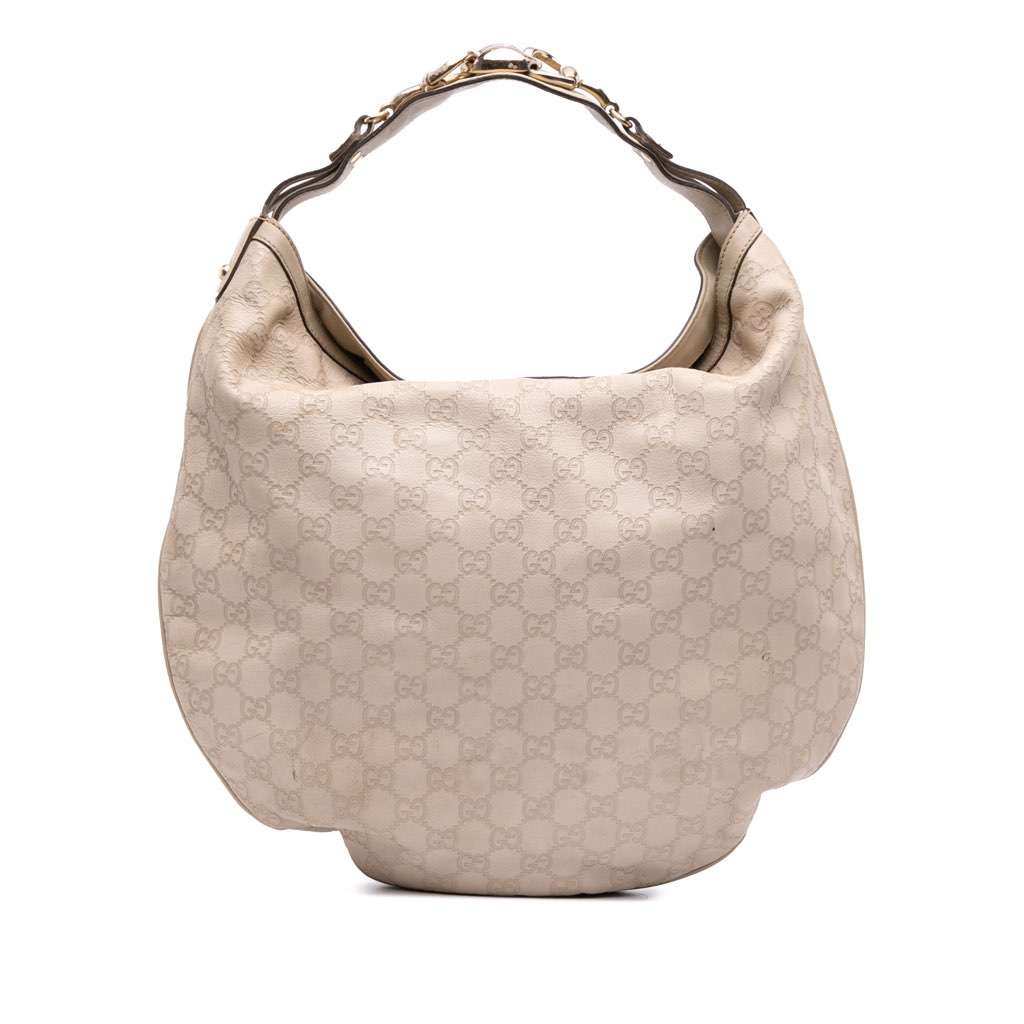 Gucci Guccissima Horsebit Hobo Brown Leather Good - Front View