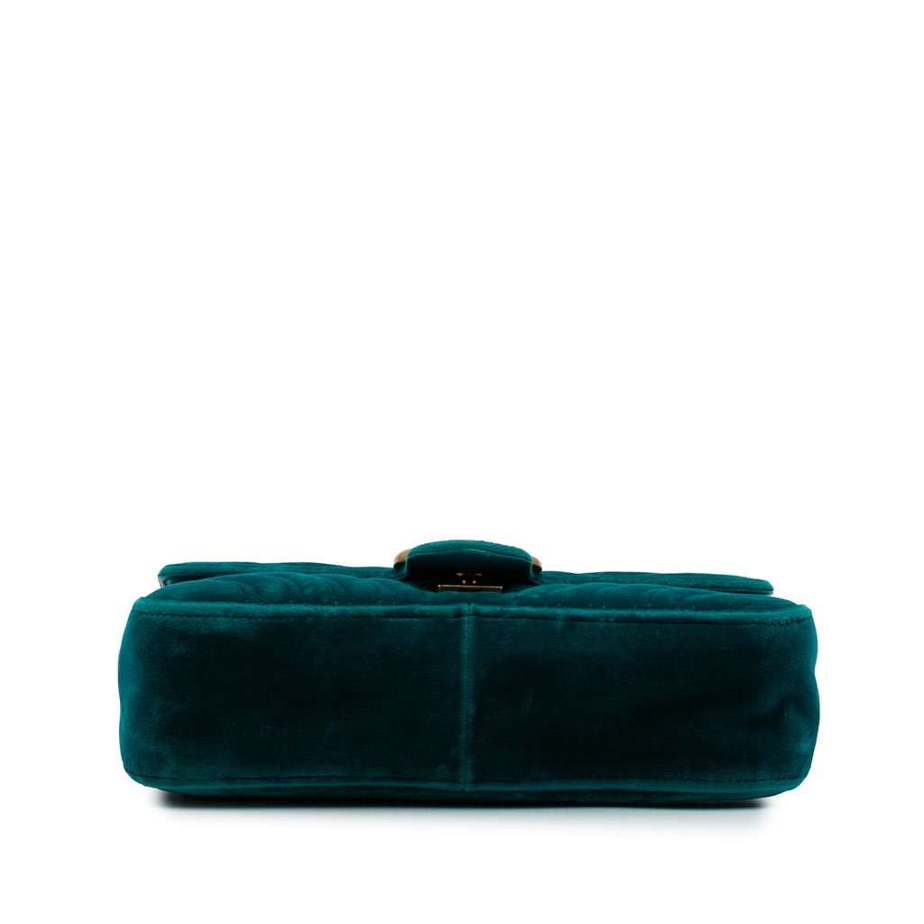 Gucci Small GG Marmont Matelasse Velvet Flap Crossbody Blue Velvet Good - Inside View