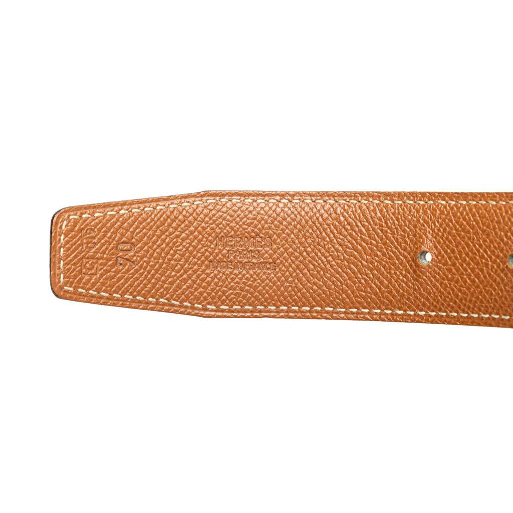 Hermès Epsom and Swift Constance H Reversible Belt Black Leather Good condition - Box View