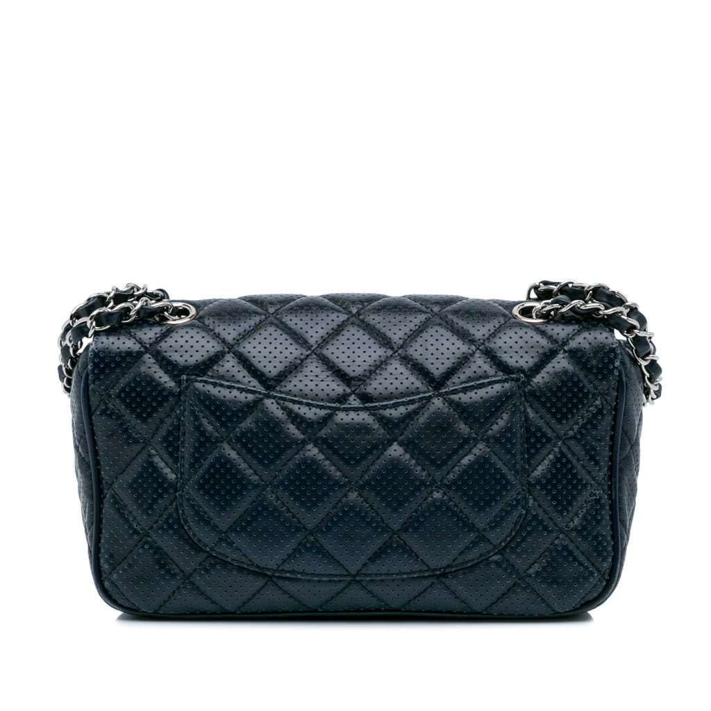 Chanel Perforated Classic Mini Rectangular Flap Blue Leather Very good condition - Inside View