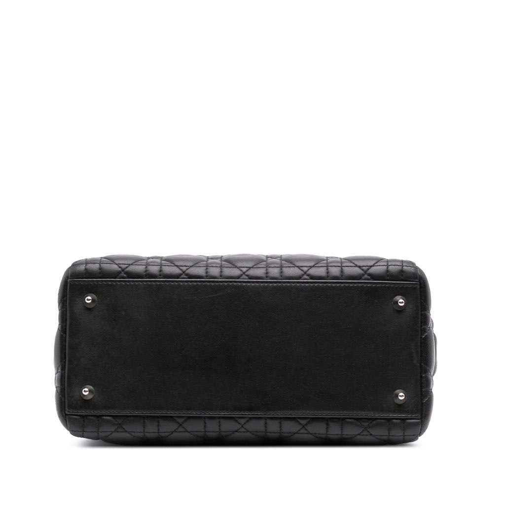 Dior Medium Lambskin Cannage Lady Dior Black Leather Fair - Inside View