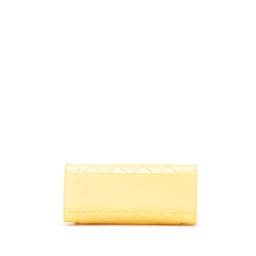 Chanel Mini Calfskin Label Click Shopping Tote Yellow Leather Very good - Inside View