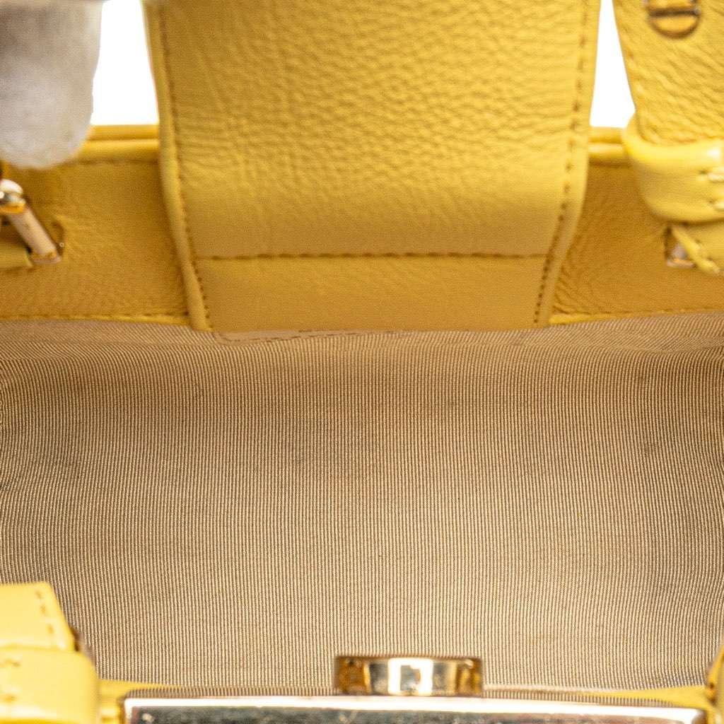 Chanel Mini Calfskin Label Click Shopping Tote Yellow Leather Very good - Model View