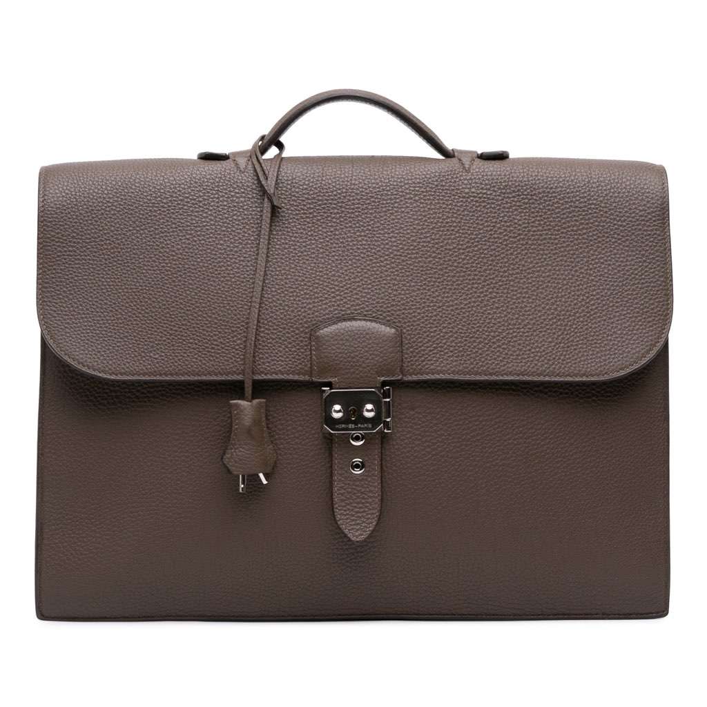 Hermès Togo Sac A Depeches 38 Brown Leather Good condition - Front View