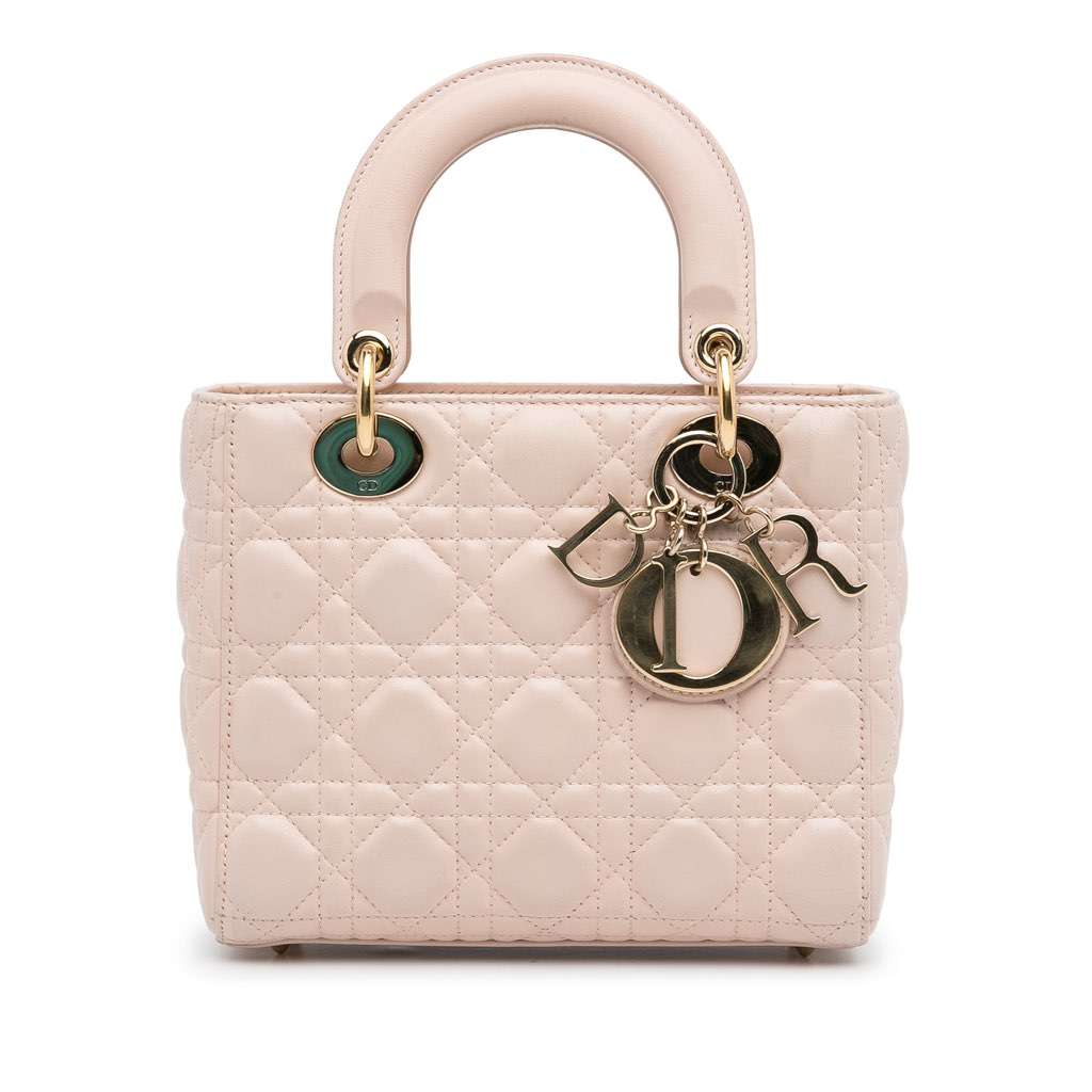 Dior Small Lambskin Cannage My ABCDior Lady Dior Pink Leather Good condition - Front View