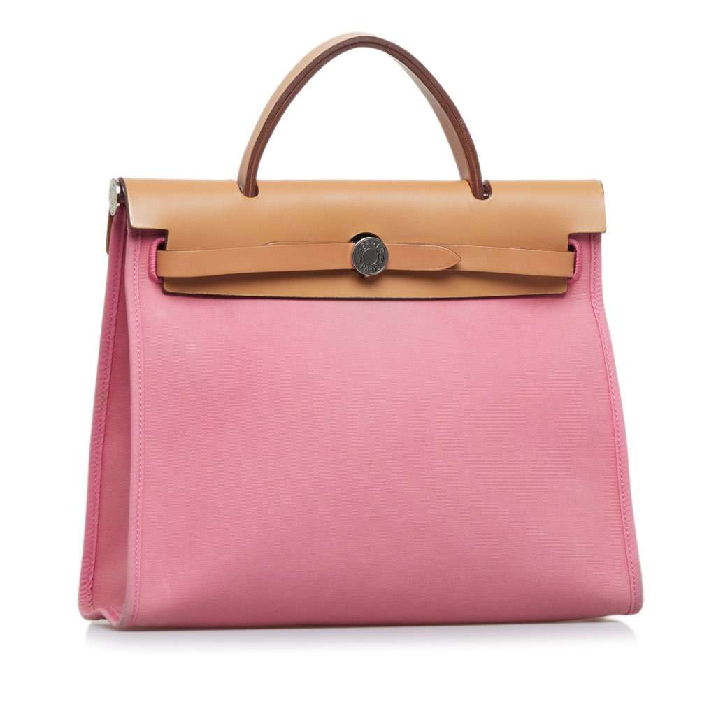Hermès Toile Herbag Zip 31 Pink Canvas Good condition - Back View